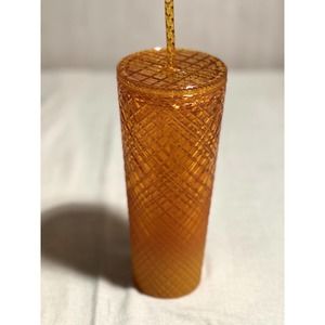 Starbucks 2022 Ombre Orange Mango Jeweled Studded Tumbler Cold Cup Venti 24oz